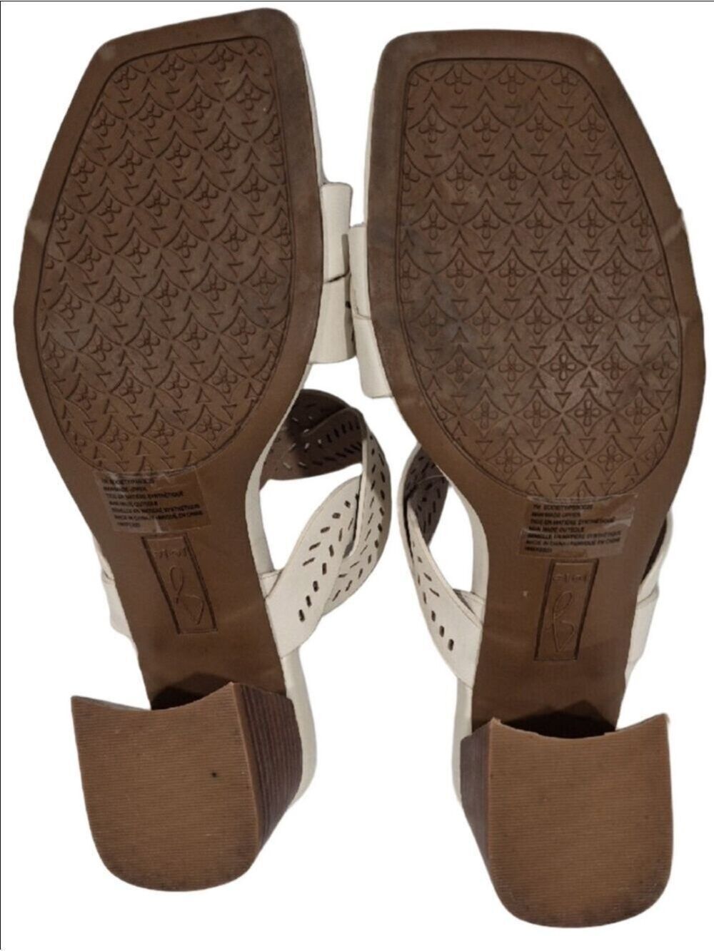Joie Cream Braided Laser-Cut Slide Block Heel Sandals - Picture 6 of 8
